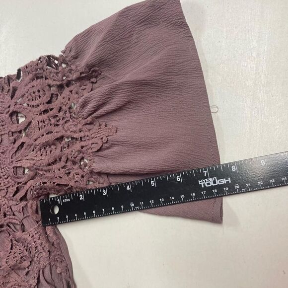 Embroidered Crochet Shift Swing Dress Size Small Taupe - Picture 9 of 9